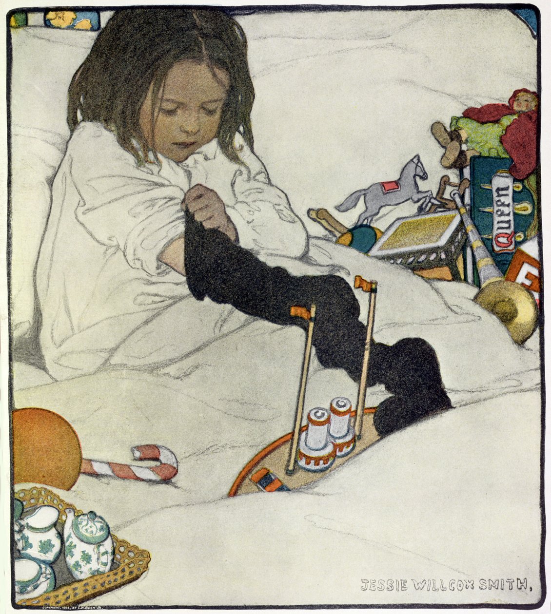 Den Weihnachtsstrumpf öffnen von Jessie Willcox Smith