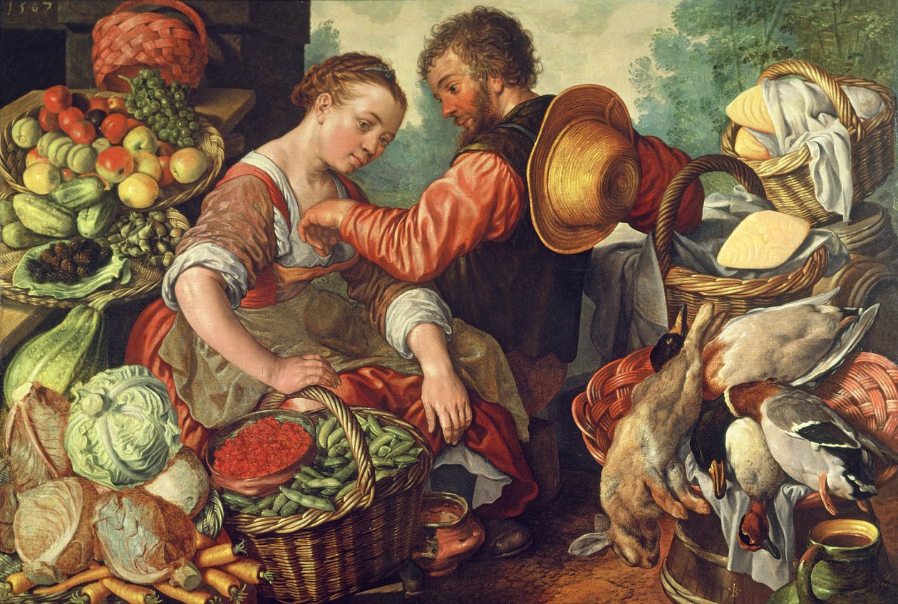Frau verkauft Gemüse, 1567 von Joachim Beuckelaer