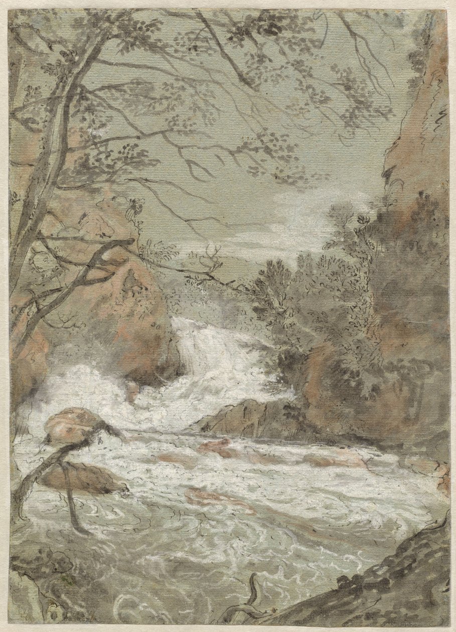 Flusslandschaft mit Wasserfall (recto) von Joachim Franz Beich