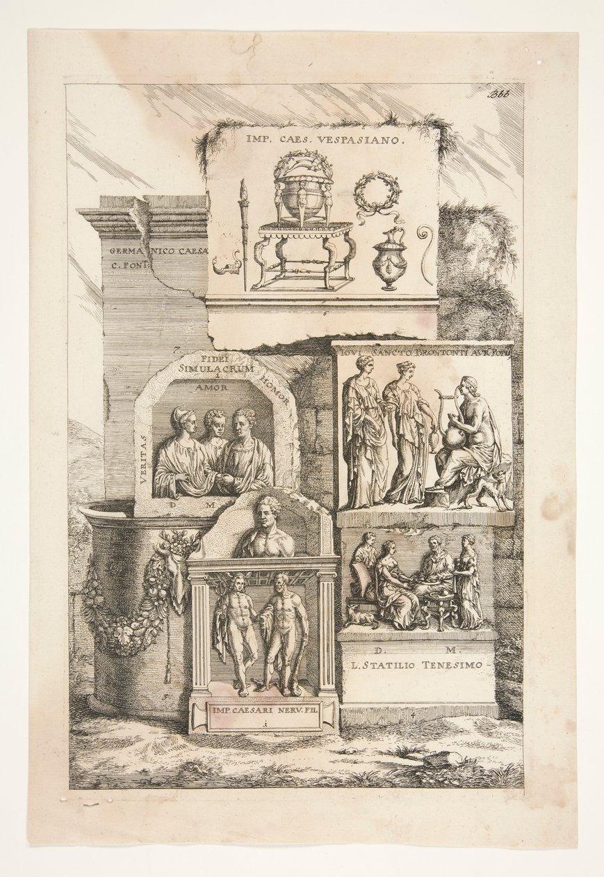 Römische Reliefs mit Inschriften von Joachim von Sandrart