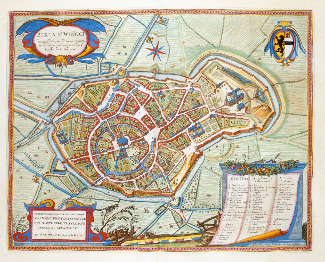 Bergen, Niederlande, 1649 (handkolorierter Stich) von Joan Blaeu