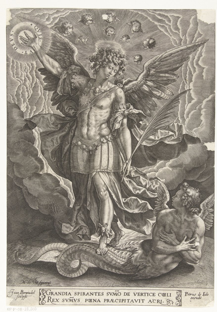 Heiliger Michael vertreibt rebellischen Engel aus dem Himmel von Joan Berwinckel