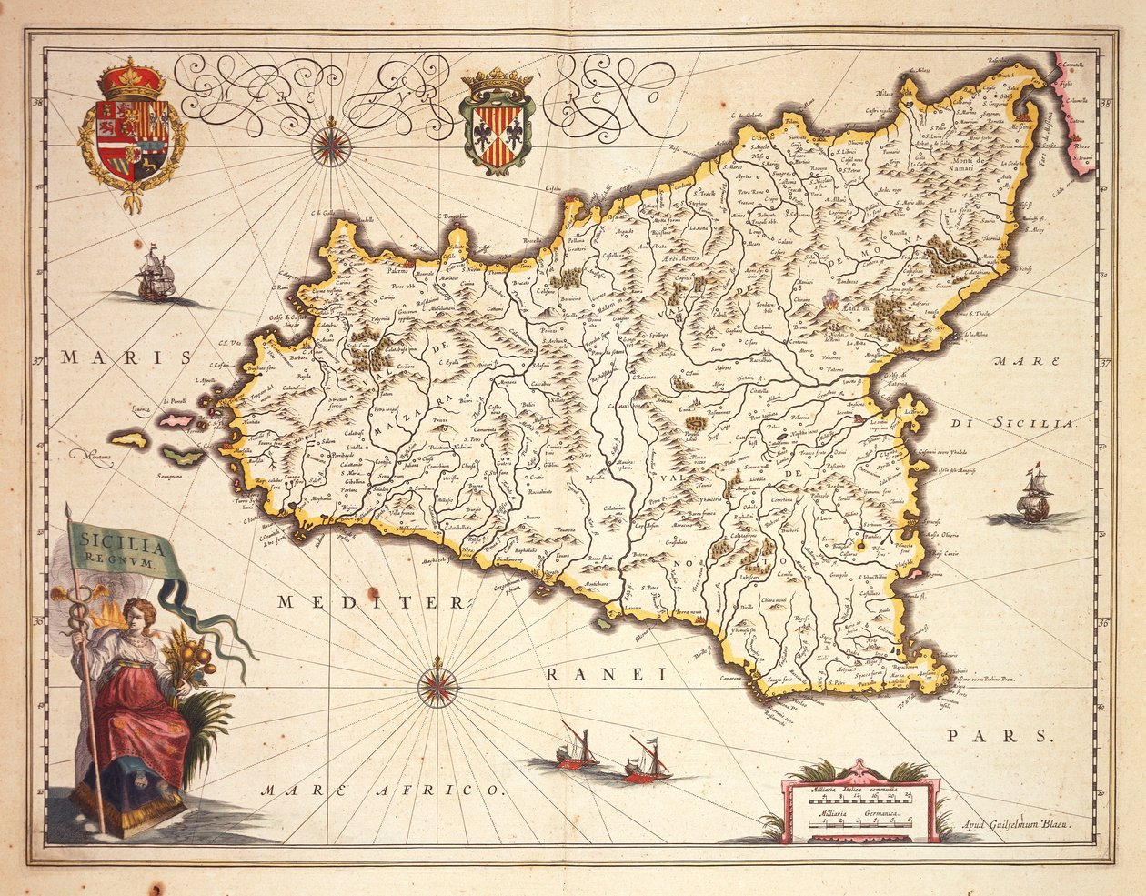 Karte der Region Sizilien von Joan Blaeu