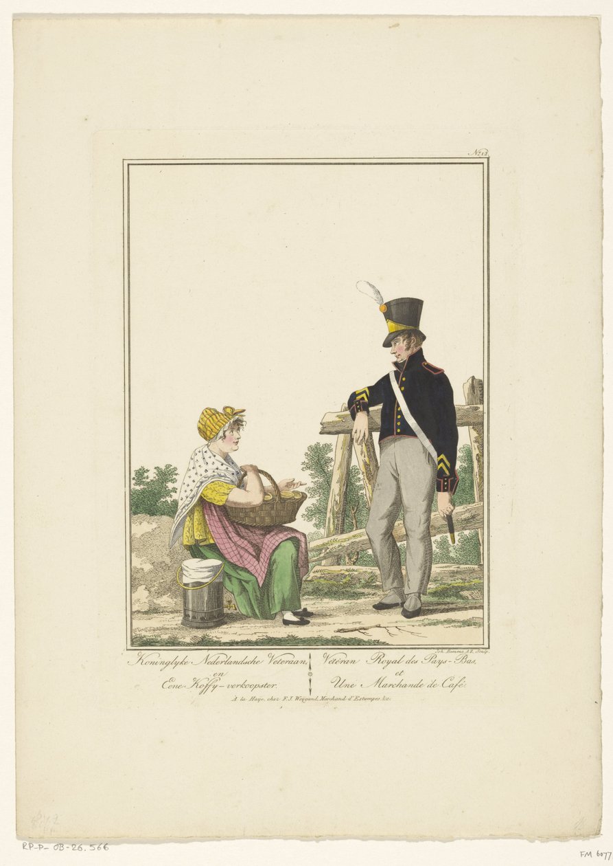 Stehender Soldat mit sitzender Kaffeeverkäuferin von Joannes Bemme