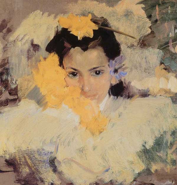 Mädchen mit Blumen von Joaquín Sorolla