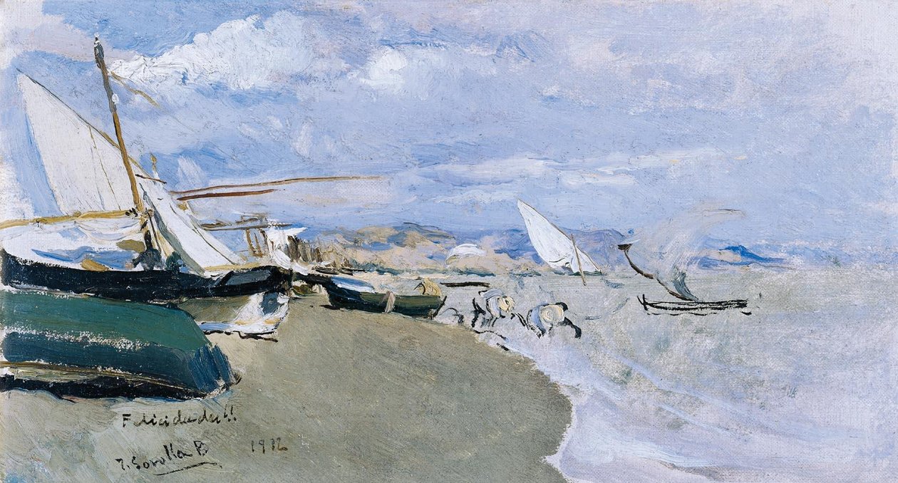 Boote am Strand, Costa de Levante von Joaquín Sorolla