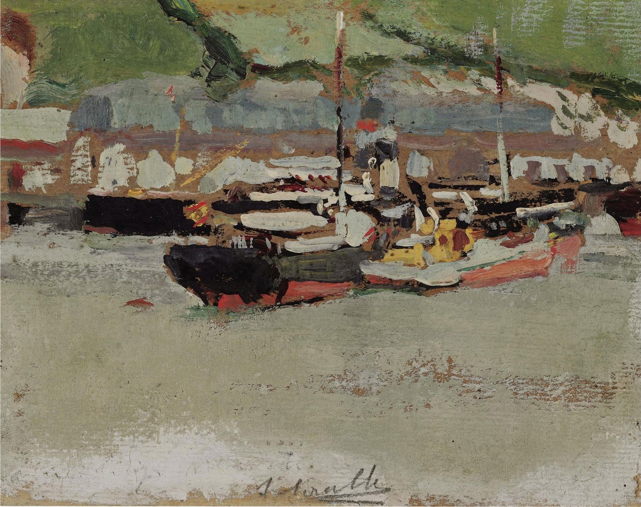 Boote in einem Hafen von Joaquín Sorolla