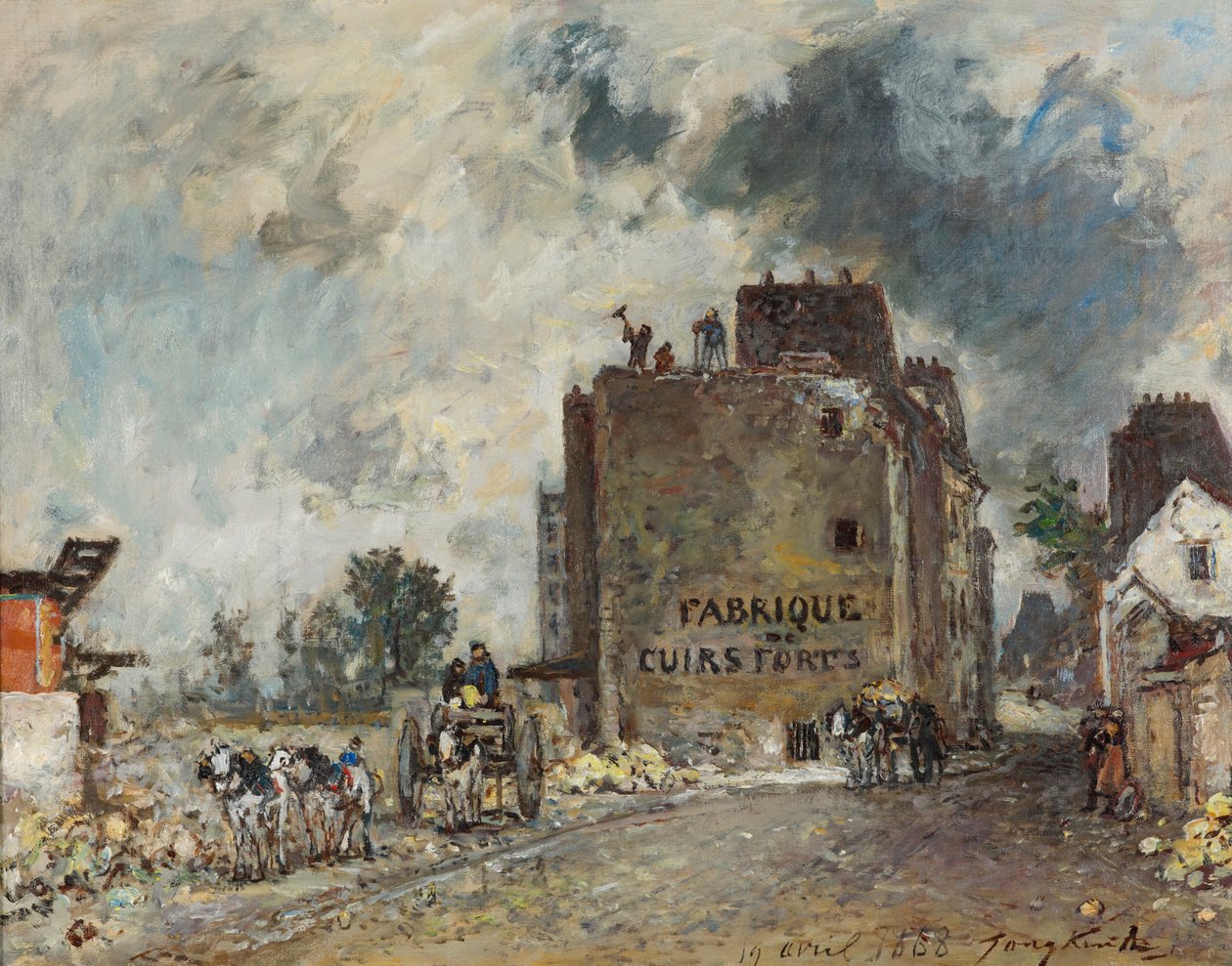 Abrissarbeiten in der Rue des Franc-Bourgeois St. Marcel von Johan Barthold Jongkind