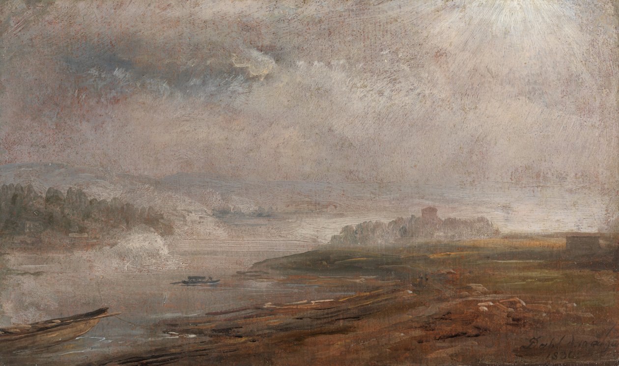 Die Elbe an einem nebligen Morgen von Johan Christian Dahl