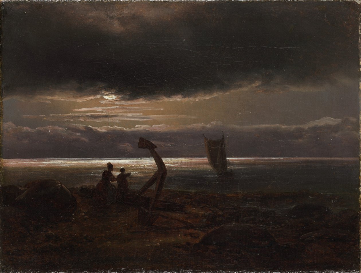 Mutter und Kind am Meer von Johan Christian Dahl