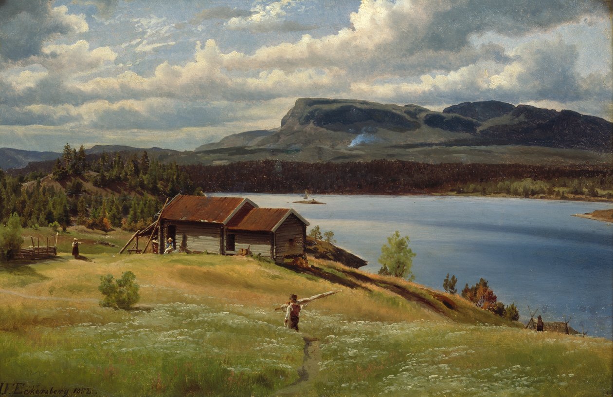 Kleinbauernhof mit Alltagsleben von Johan Fredrik Eckersberg