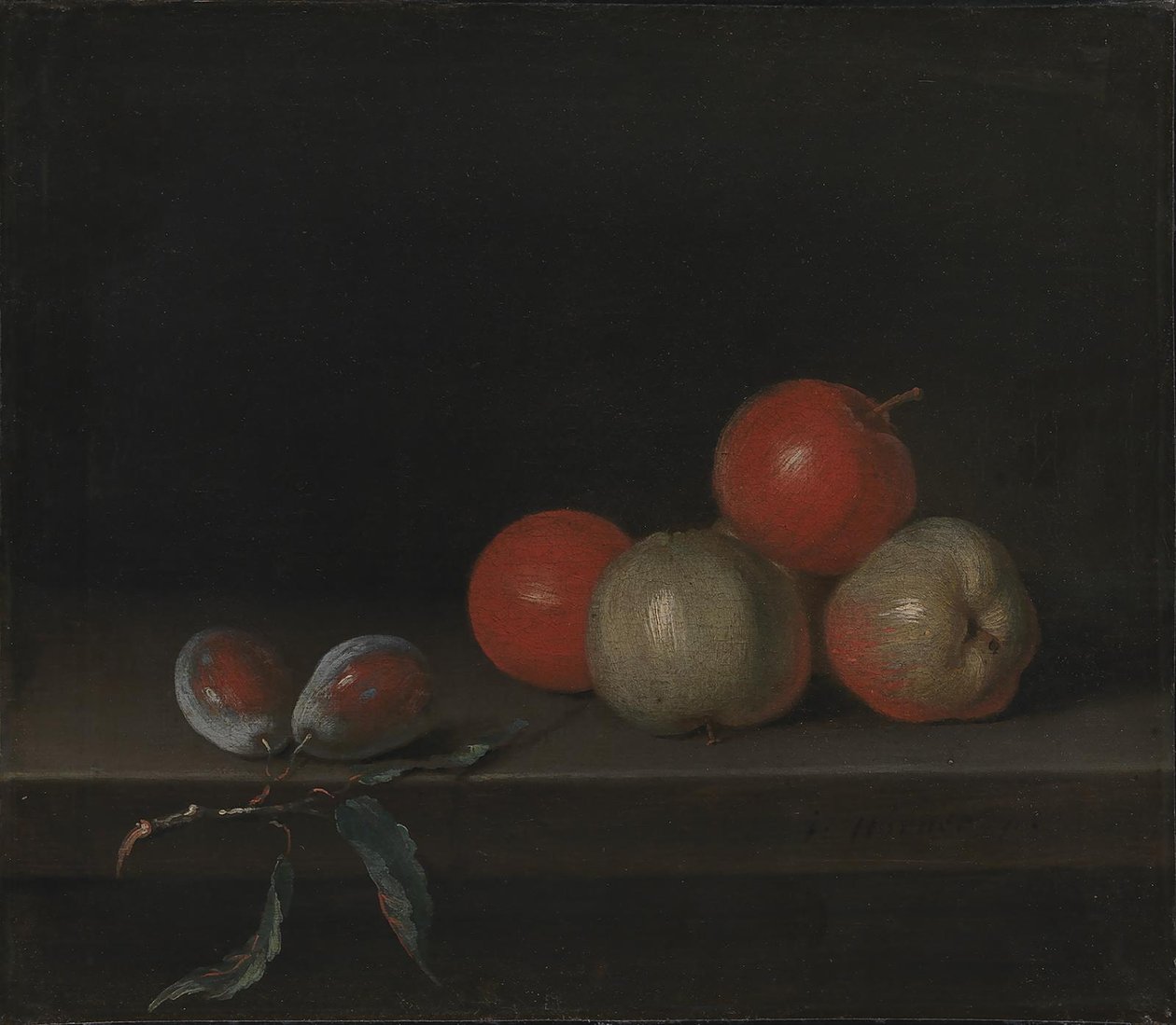 Äpfel und Pfirsiche auf einem Tisch von Johan Hörner