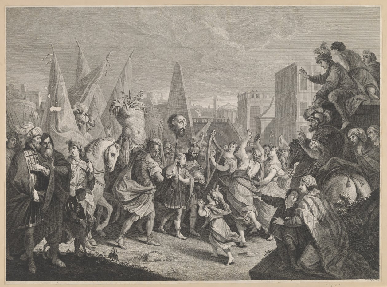 Davids Triumphzug nach dem Kampf mit Goliath von Johan Martin Preisler