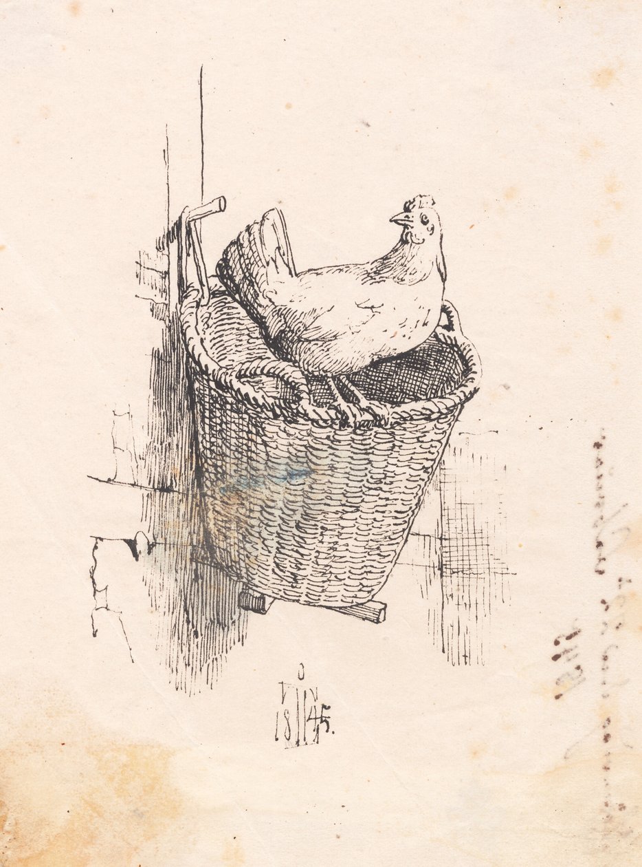 Ein Huhn auf einem Korb von Johan Thomas Lundbye