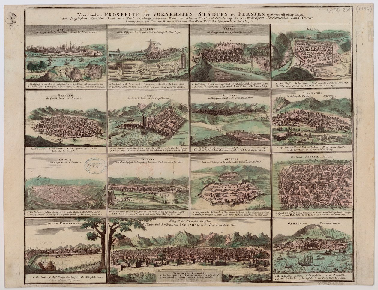 Verschiedene Ansichten der vornehmsten Städte in Persien von Johann Baptista Homann