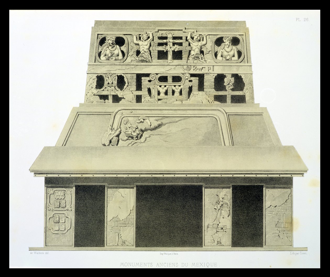 Fassade des Sonnentempels, Palenque, Tafel 26 aus 