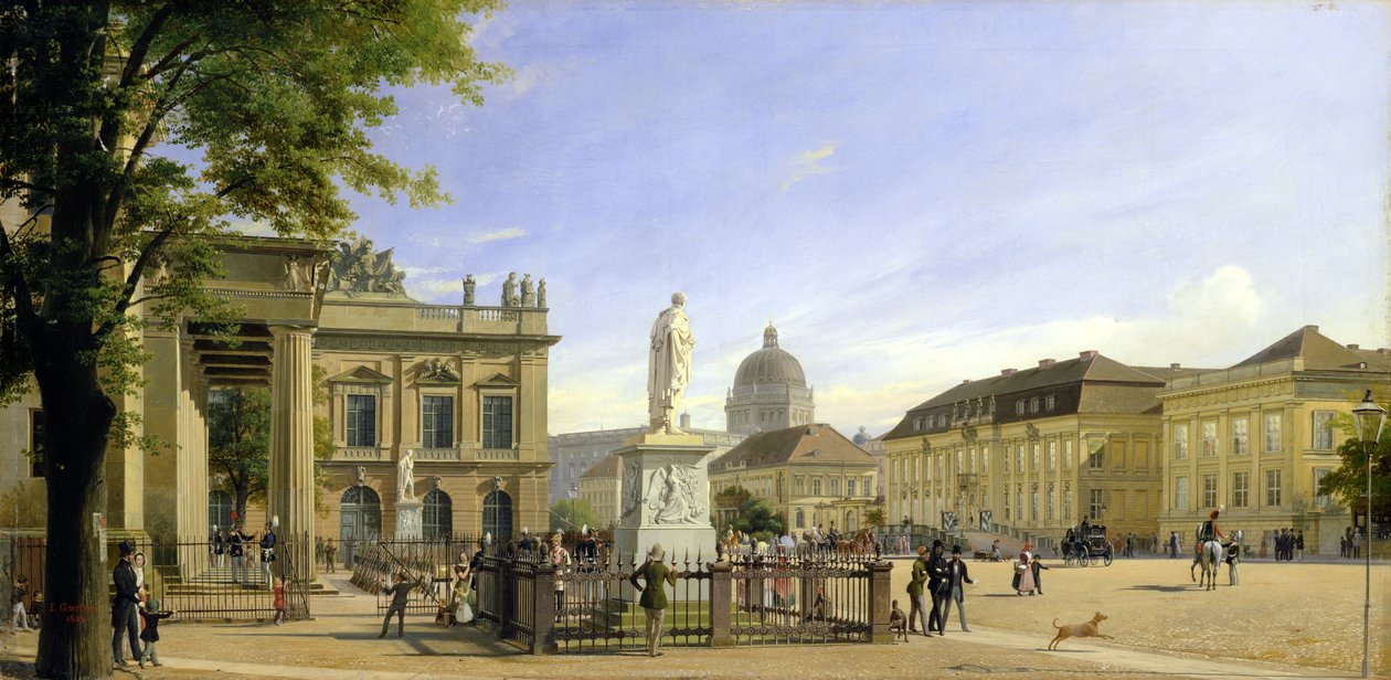 Neue Wache, Arsenal, Prinzenpalais und Schloss in Berlin, 1849 von Johann Philipp Eduard Gartner