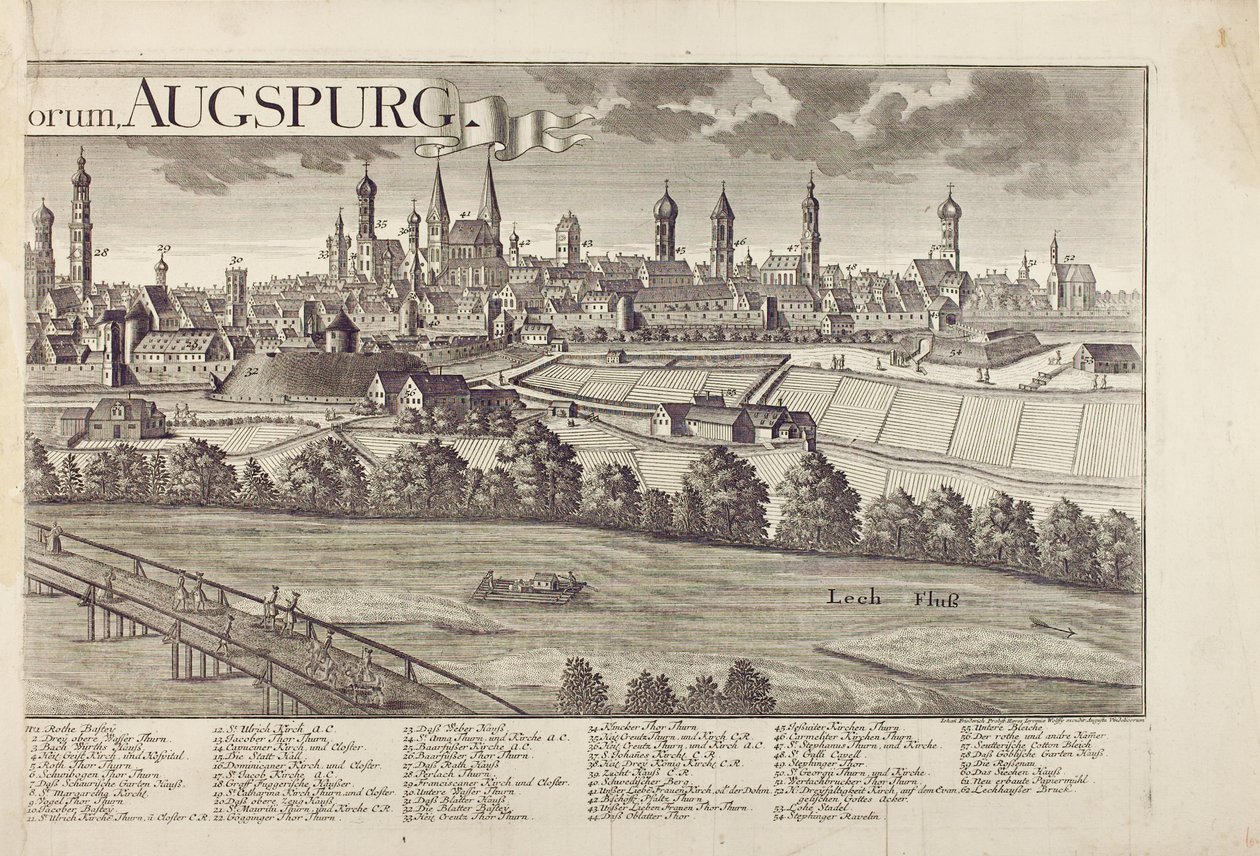 Panoramablick auf Augsburg von Johann Thomas Kraus