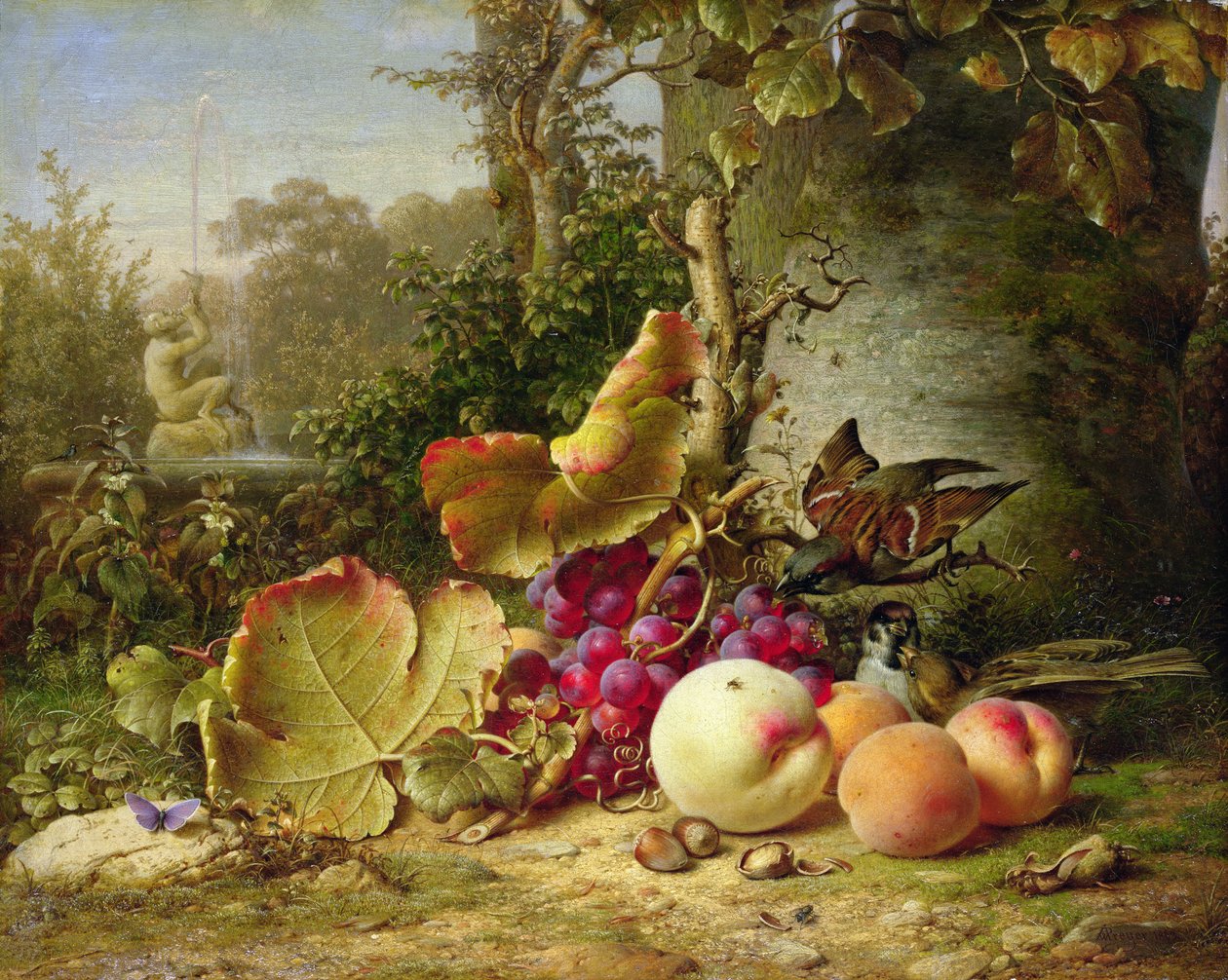 Früchte und Spatzen, 1863 von Johann Wilhelm Preyer