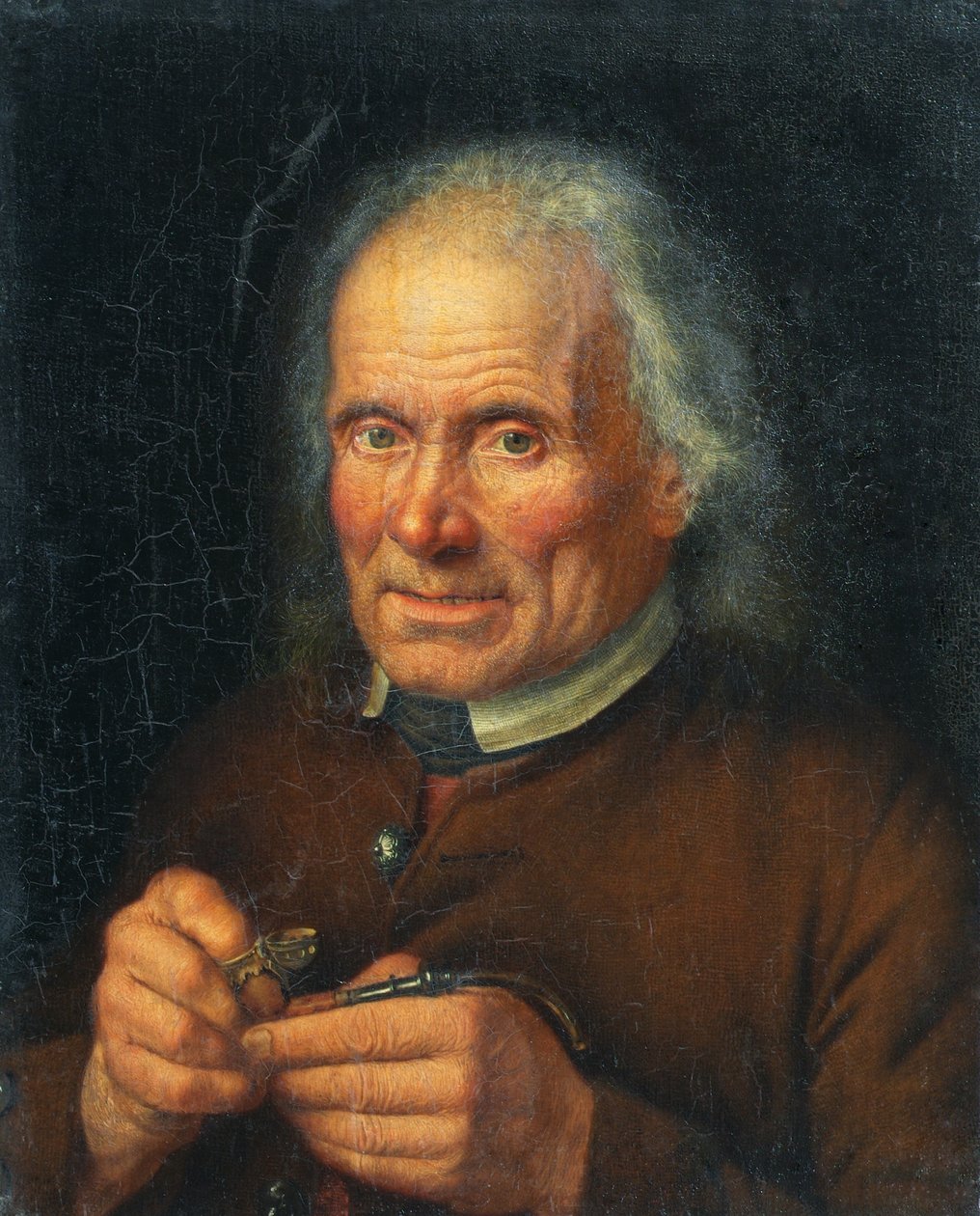 Alter Bauer, sein Pfeifchen stopfend von Johann Baptist Höchle