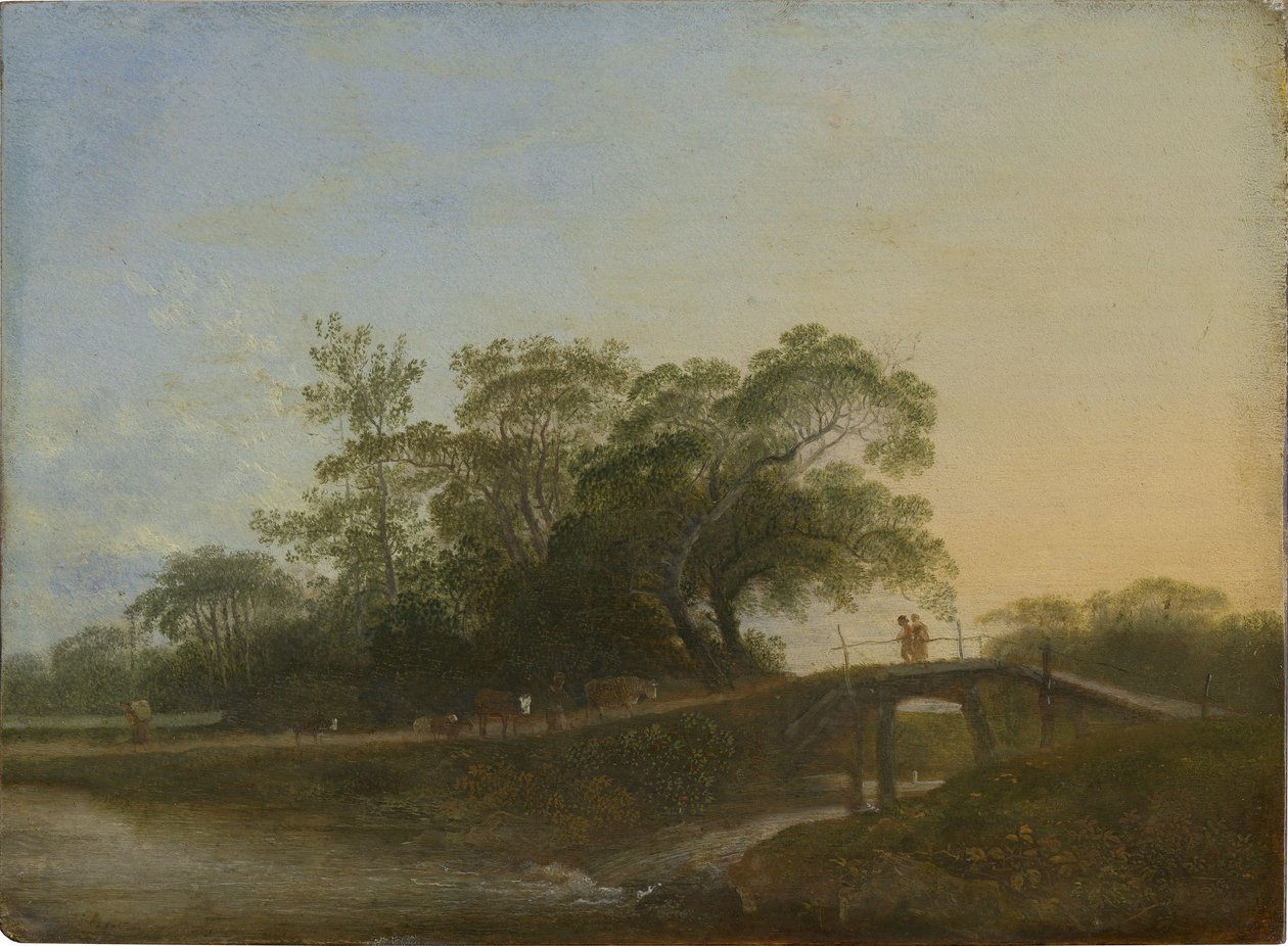Landschaft mit Fußbrücke von Johann Christian Klengel