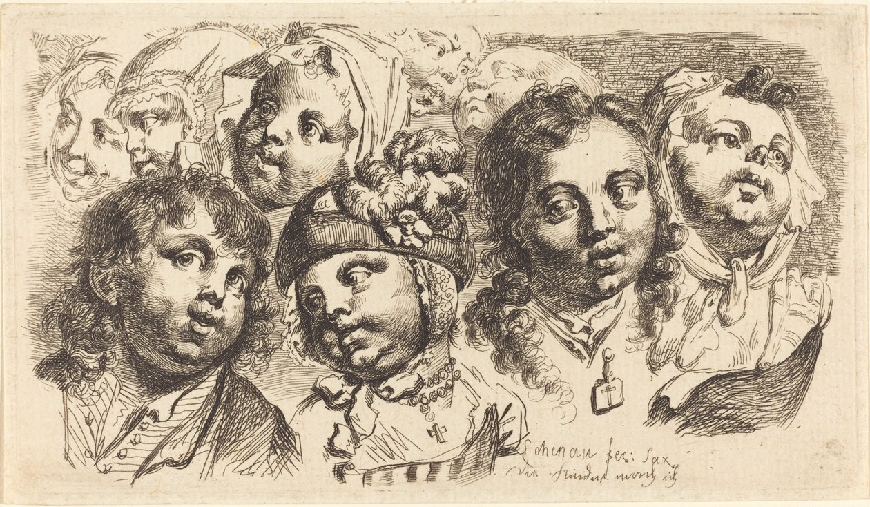 Neun Kinderköpfe von Johann Eleazar Schenau