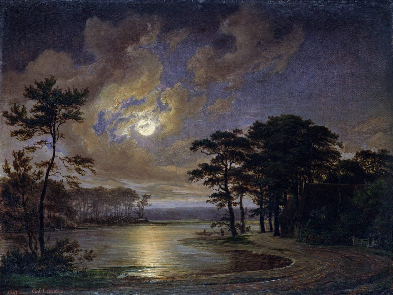 Holsteinische See - Mondlicht, 1847 von Johann Georg Haeselich