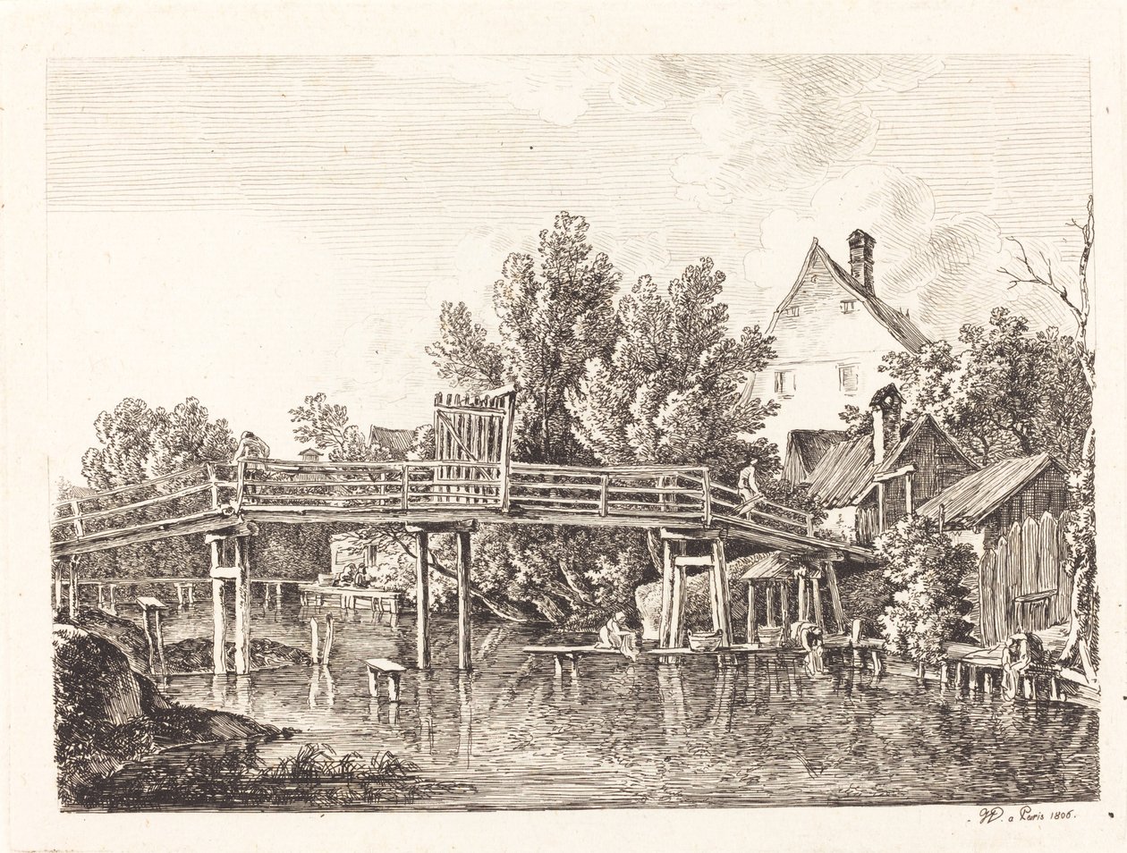 Der kleine Isarsteg von Johann Georg von Dillis