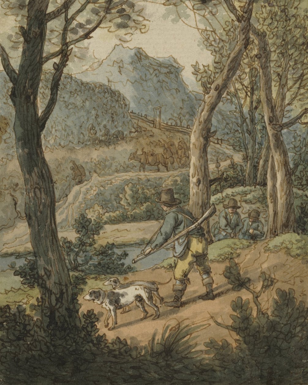 Jäger mit zwei Hunden von Johann Georg von Dillis