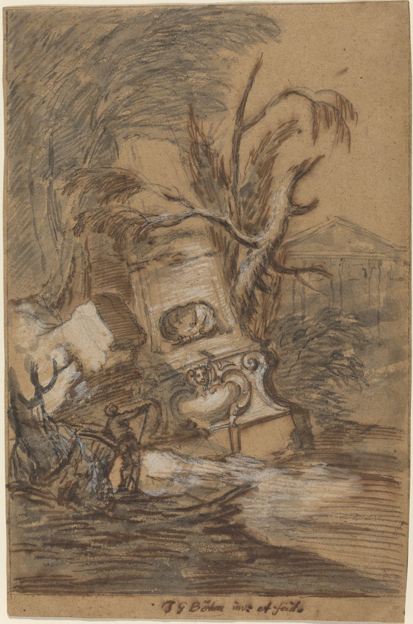 Capriccio mit antiken Ruinen von Johann George Böhm