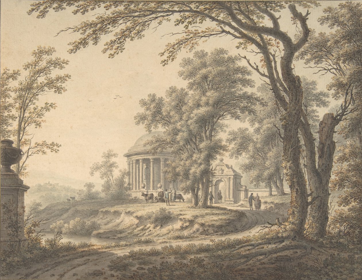 Idyllische Landschaft mit Tempel, 1770 von Johann Heinrich Muntz