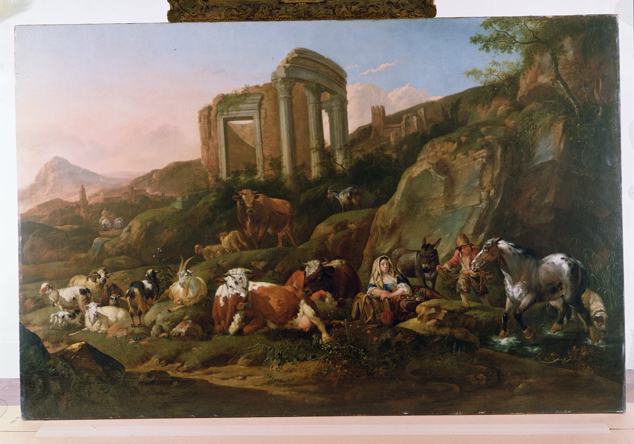 Klassische Landschaft mit Tieren von Johann Heinrich Roos