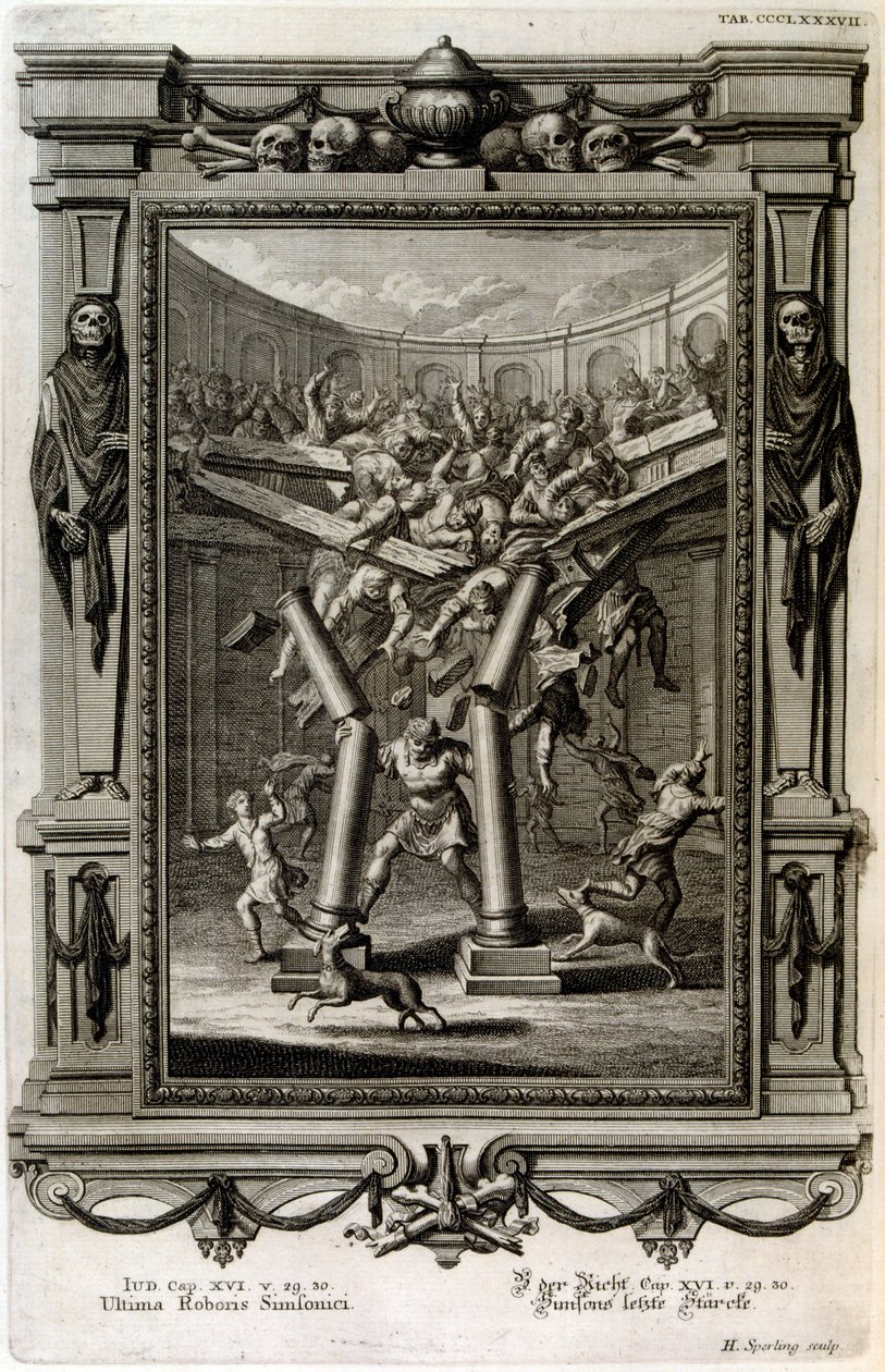 Samson zerstört den Tempel des Baal von Johann Jakob Scheuchzer