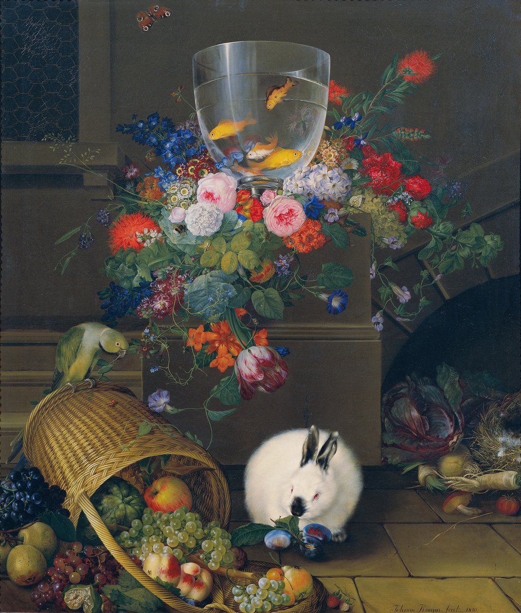 Stillleben mit Goldfischglas von Johann Knapp