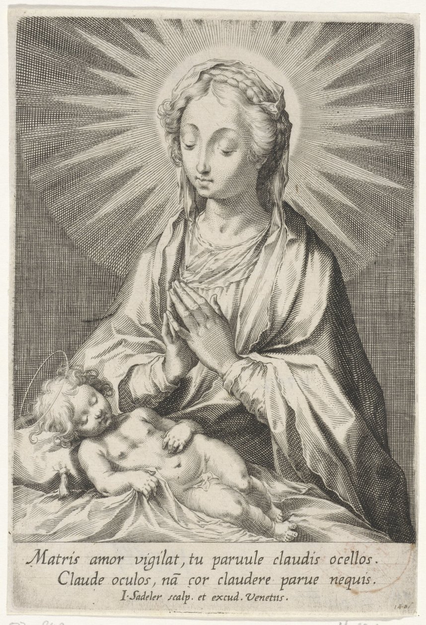 Maria betet das schlafende Christuskind an von Johann Sadeler (I)