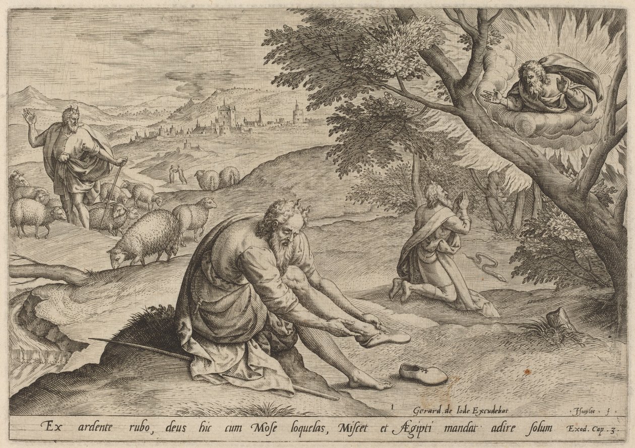 Gott erscheint Moses, 1585 von Johann Sadeler I