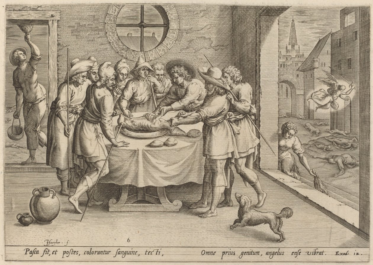 Vorbereitung für das Passahfest, 1585 von Johann Sadeler I