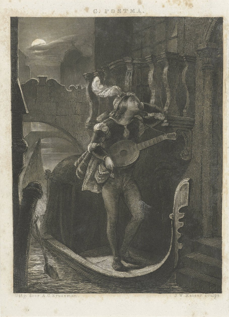Gondel bei Mondschein von Johann Wilhelm Kaiser (I)
