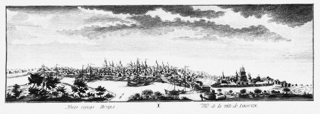 Ansicht von Jakutsk, ca. 1735 von Johann Wilhelm Lürsenius