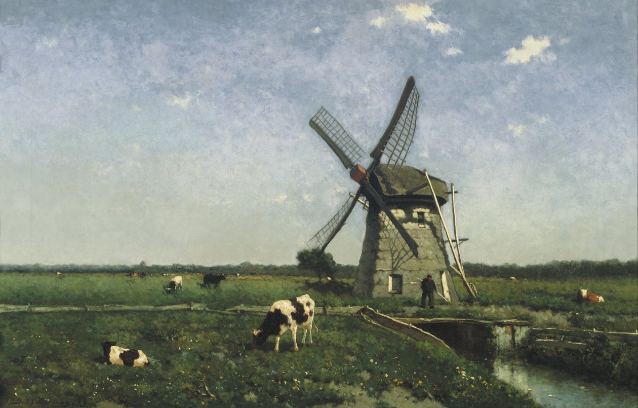 Landschaft mit Windmühle bei Schiedam von Johannes Hendrik Weissenbruch