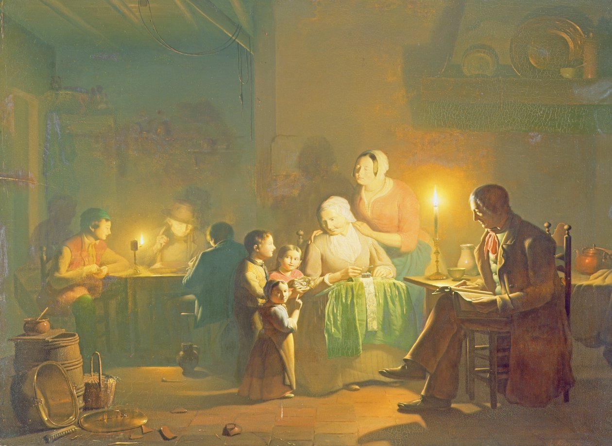 Innenraum bei Kerzenlicht von Johannes Rosiere