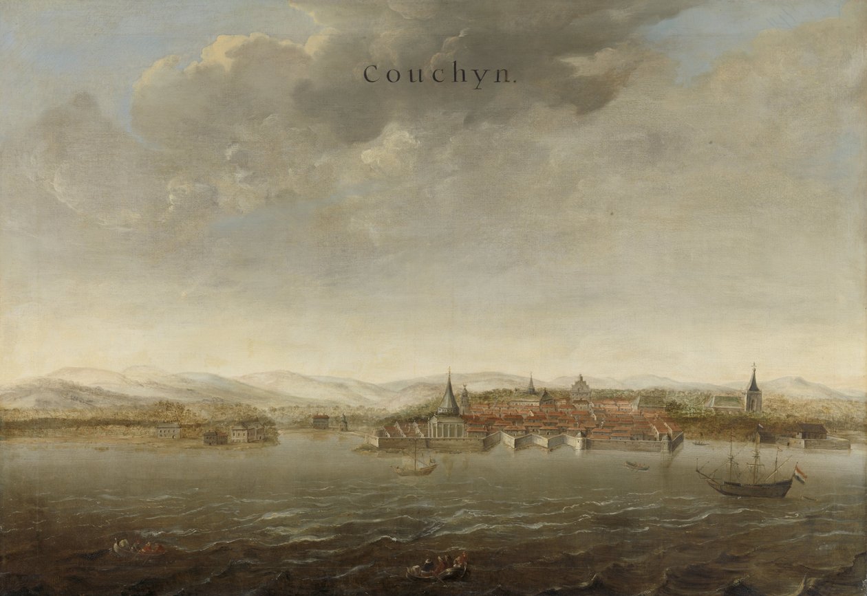 Ansicht von Cochin an der Malabarküste Indiens, ca. 1662-3 von Johannes Vinckeboons