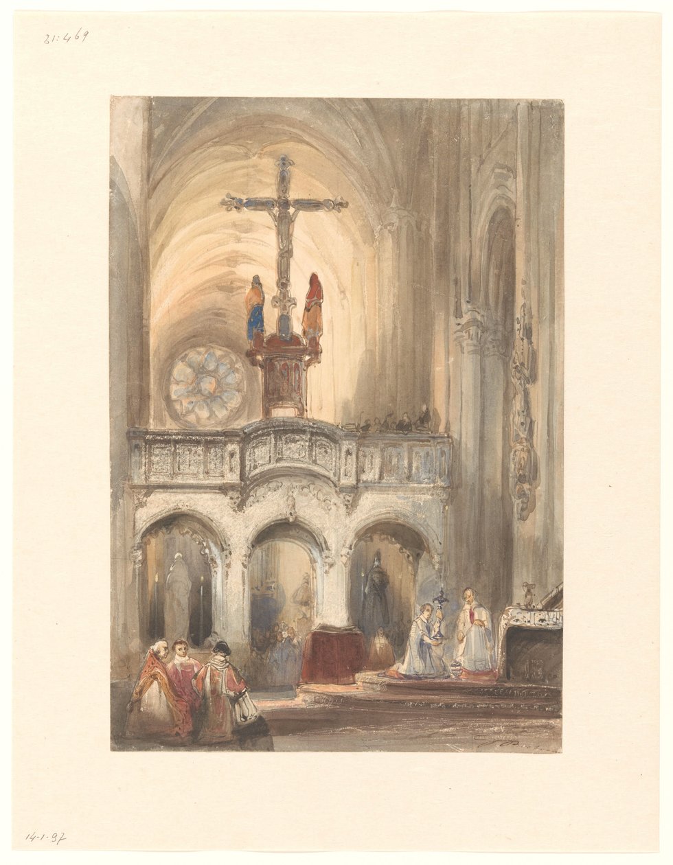 Kircheninterieur mit Messe von Johannes Bosboom