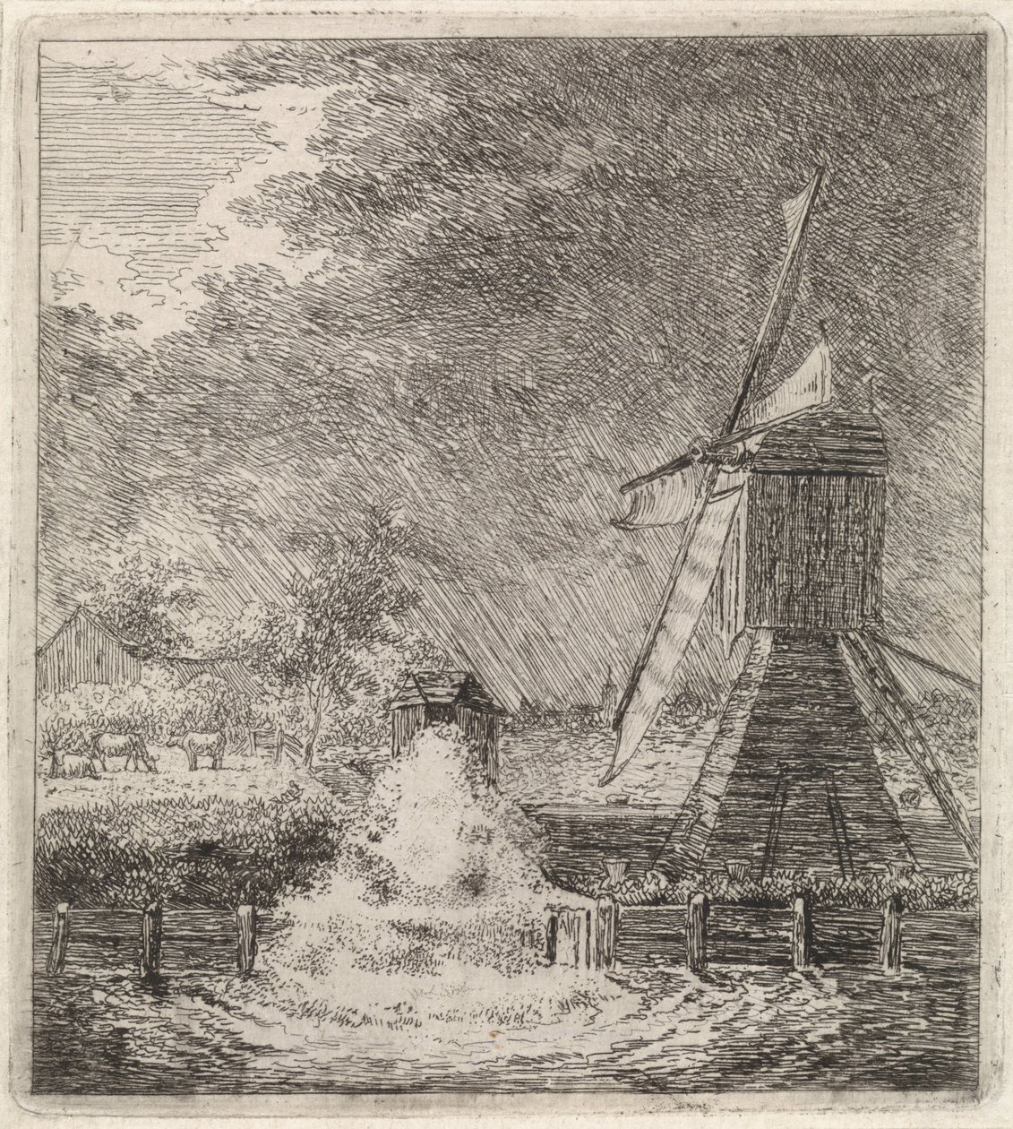 Landschaft mit Wassermühle von Johannes Christiaan Janson