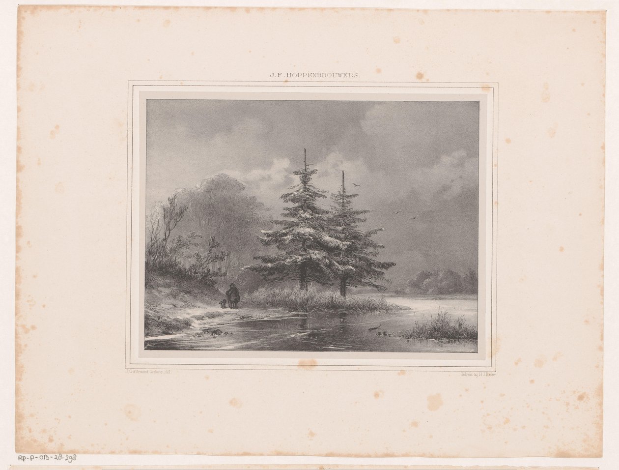 Winterlandschaft mit zwei Kiefern von Johannes Christiaan d