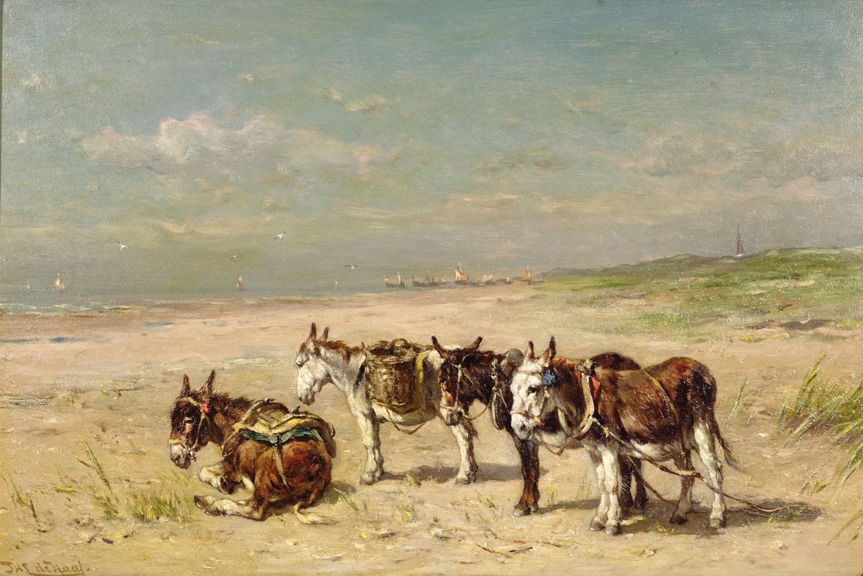 Esel am Strand von Johannes Hubertus Leonardus de Haas