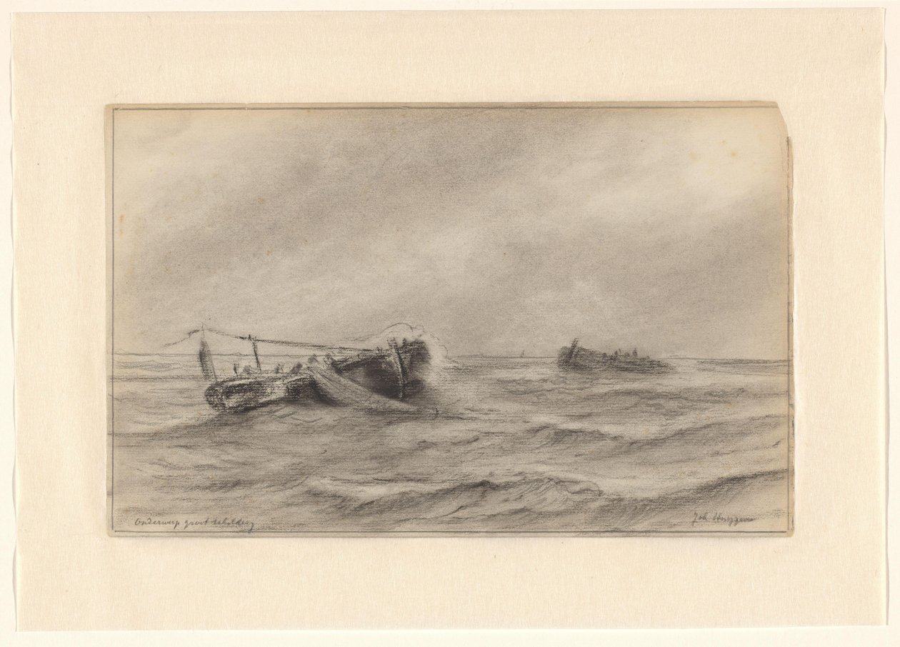 Fischereischiffe auf See von Johannes Huygens (signed by artist)