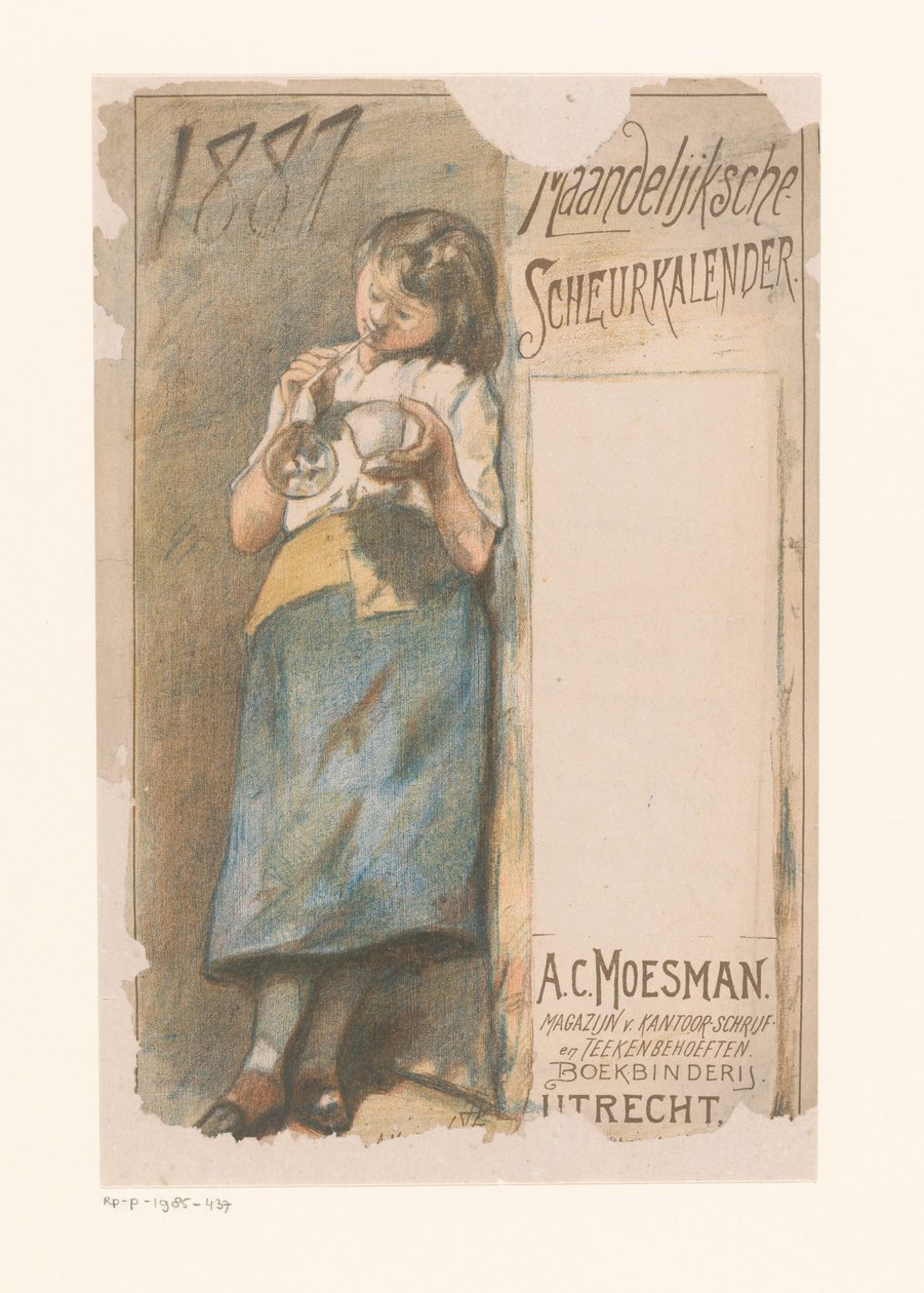 Abrisskalender mit Seifenblasen machendem Mädchen von Johannes Moesman