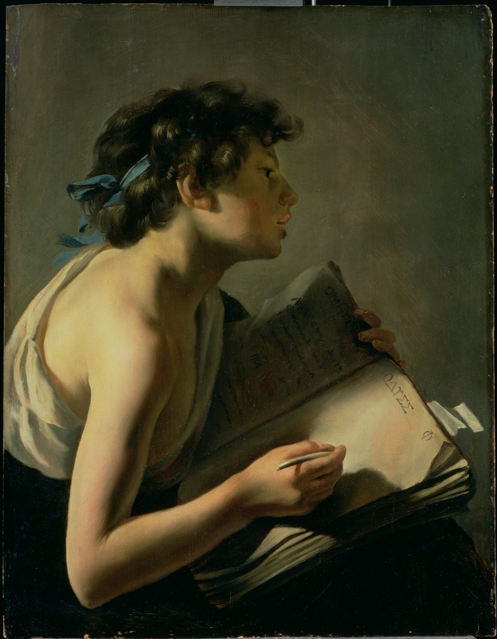Der junge Dichter (Jugend schreibt Homer ab) von Johannes Moreelse