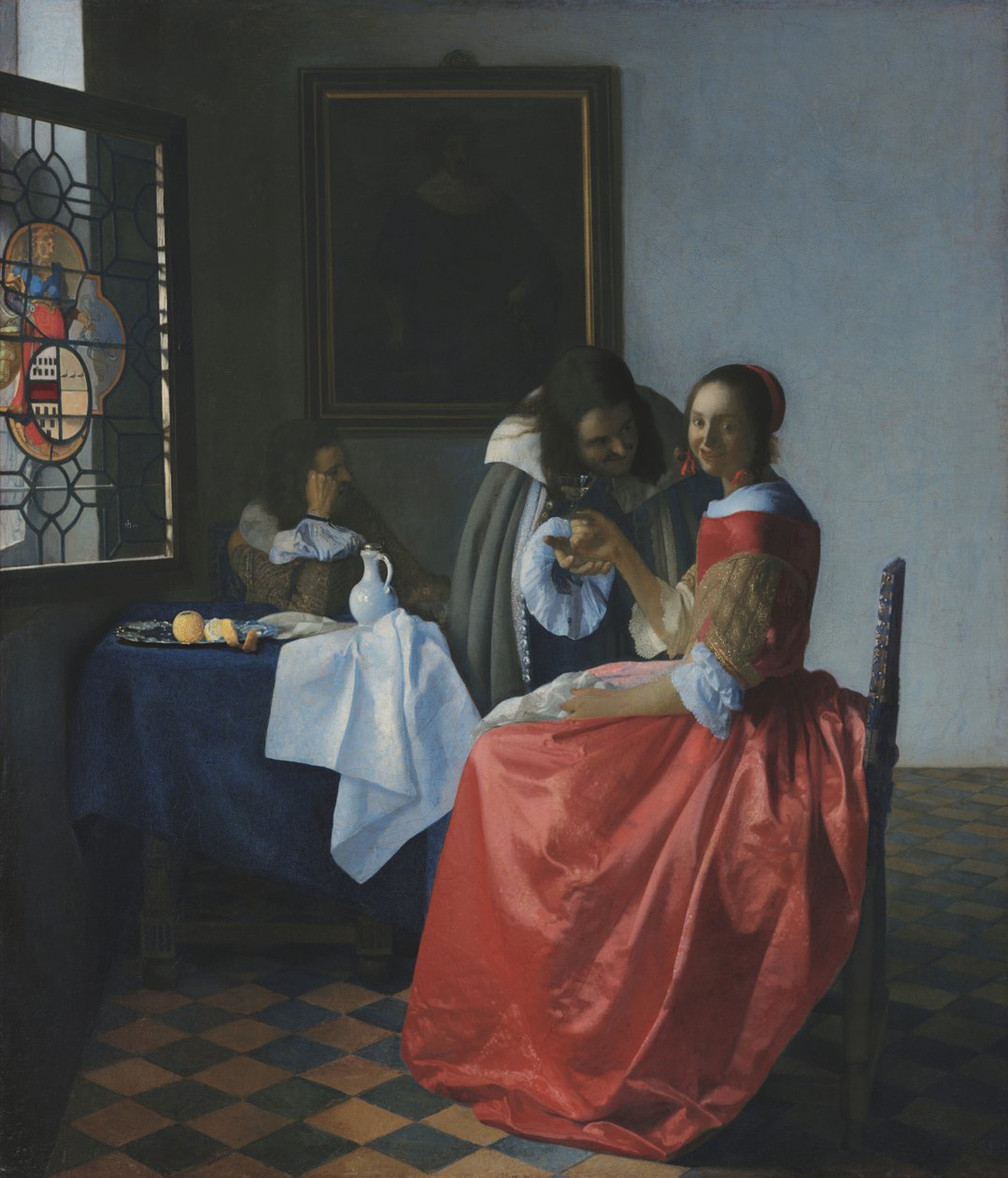 Junge Frau mit einem Weinglas von Johannes Vermeer